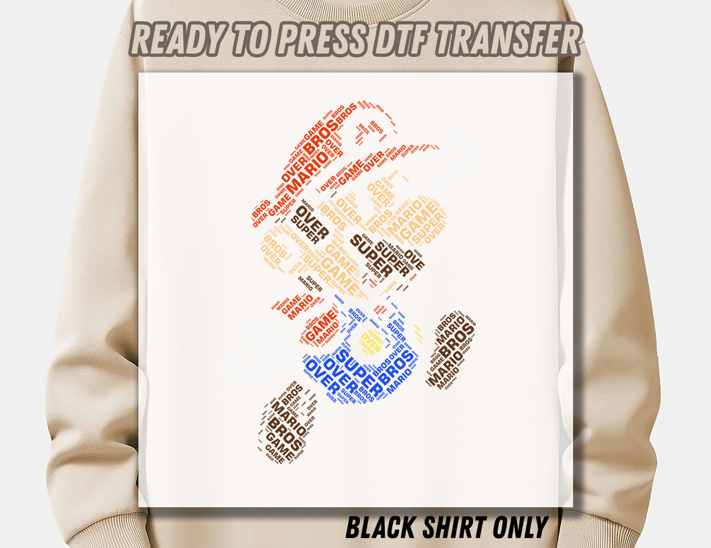 Super Mario Transfer ready for press, Mario Bros dtf Transfer