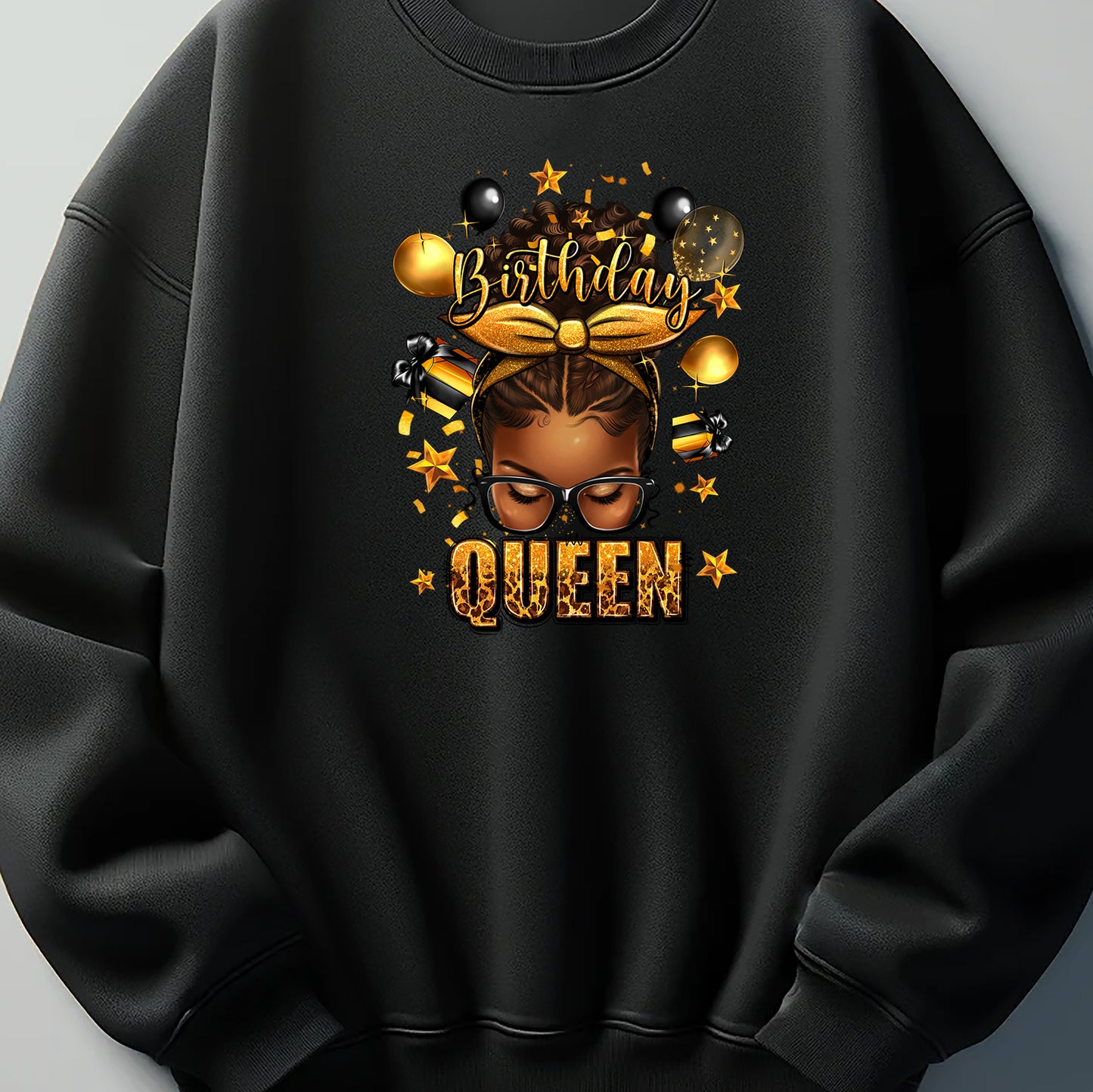 Birthday queen afro messy bun DTF Transfer ready for press