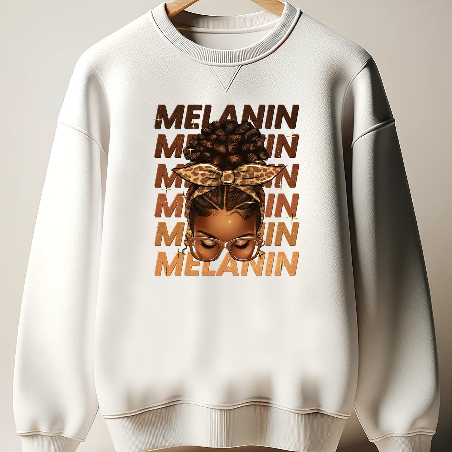 Melanin afro messy bun DTF Transfer ready for press