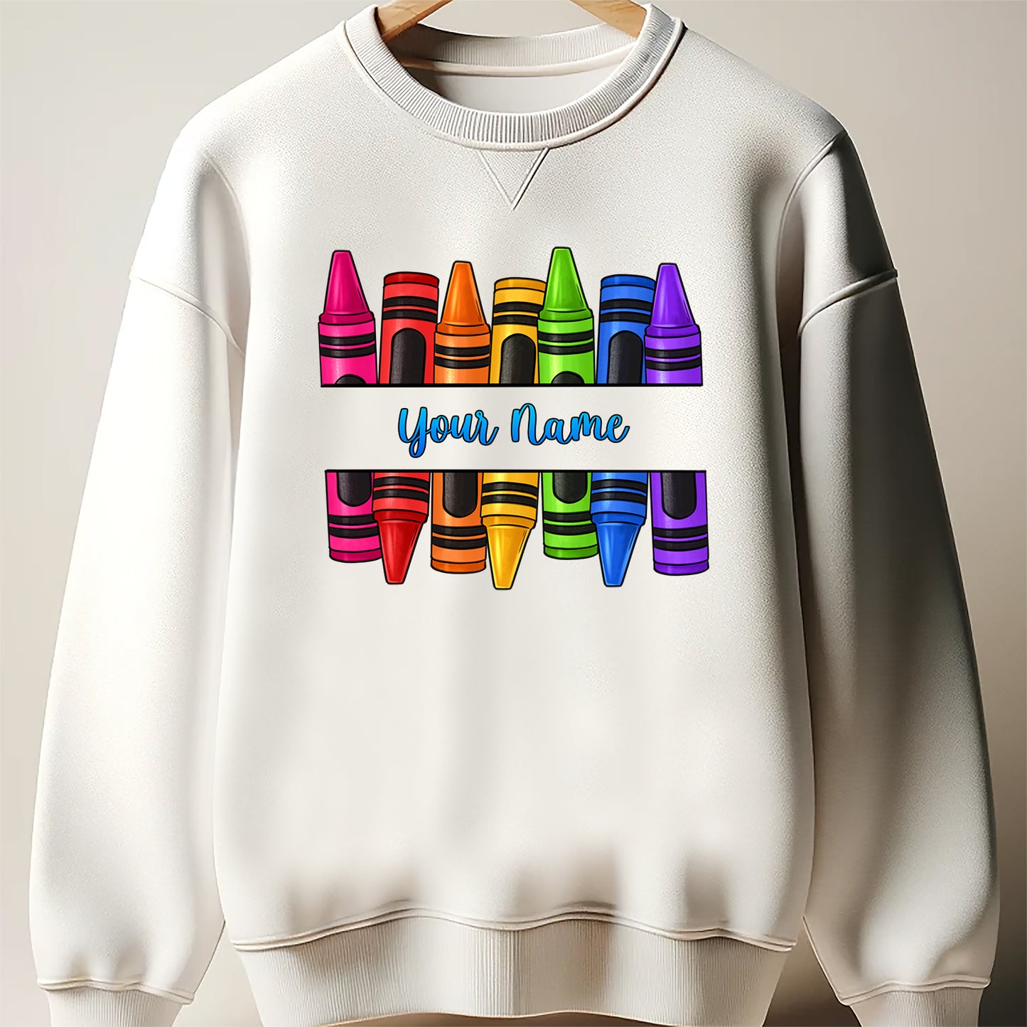 Crayons Name Frame DTF Transfer ready for press