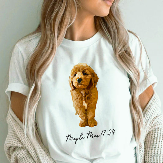 Custom Watercolor Pet Portrait Shirt with Personalized Text