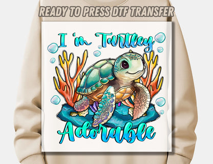 Turtley Adorable DTF Transfer ready for press
