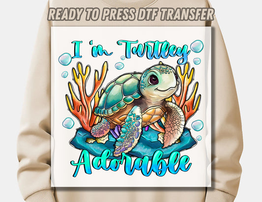 Turtley Adorable DTF Transfer ready for press