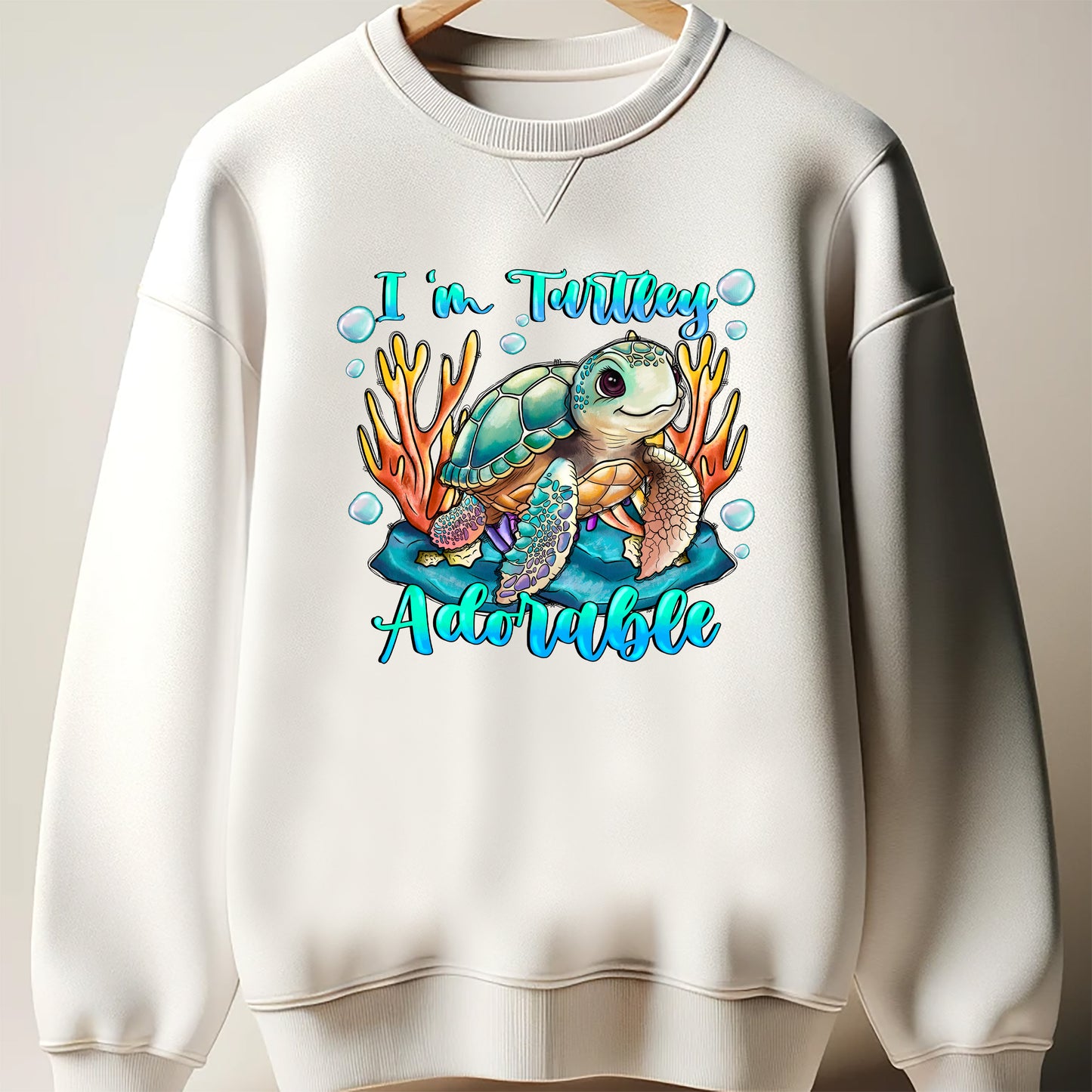 Turtley Adorable DTF Transfer ready for press