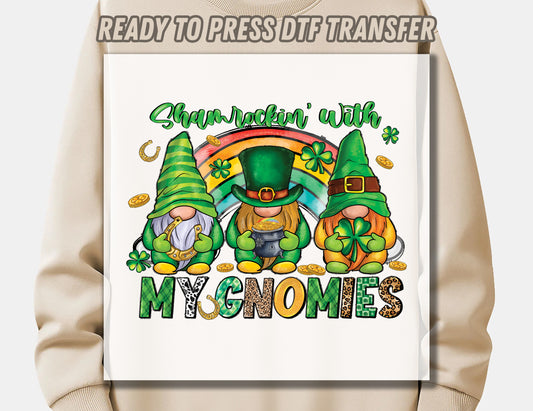 St. Patricks Day shamrockin' with my gnomies DTF Transfer