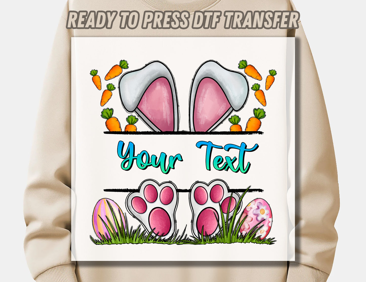 Easter bunny name frame DTF Transfer