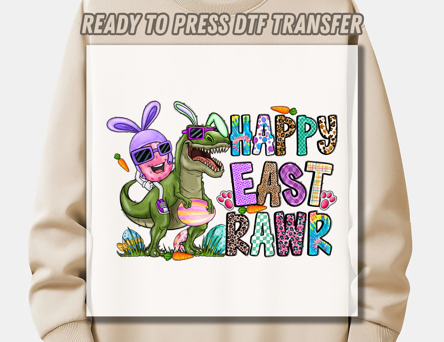 Happy Eastrawr Easter DTF Transfer