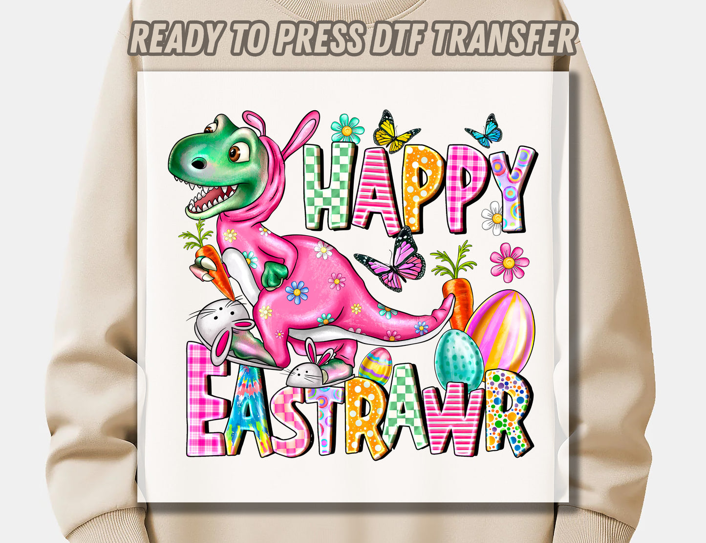 Happy Eastrawr Easter DTF Transfer, Easter day Design dtf Transfer