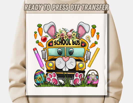 Easter Day School bus DTF Transfer ready for press