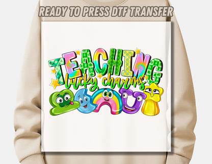 St. Patrick's Day Teaching Lucky Charms DTF Transfer ready for press