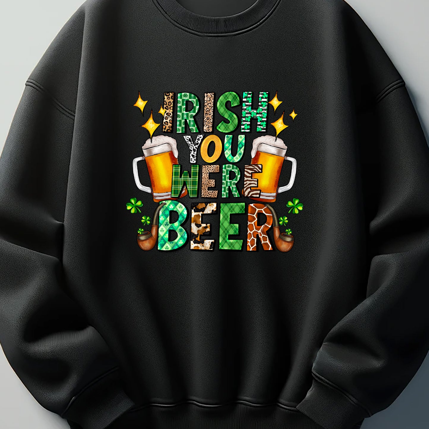 Irish You Were Beer St.patricks Day DTF Transfer ready for press