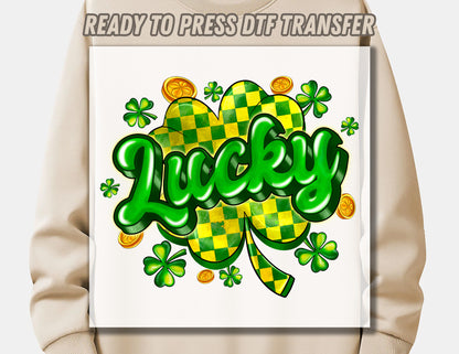 St.patricks Day Lucky DTF Transfer ready to press
