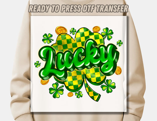 St.patricks Day Lucky DTF Transfer ready to press