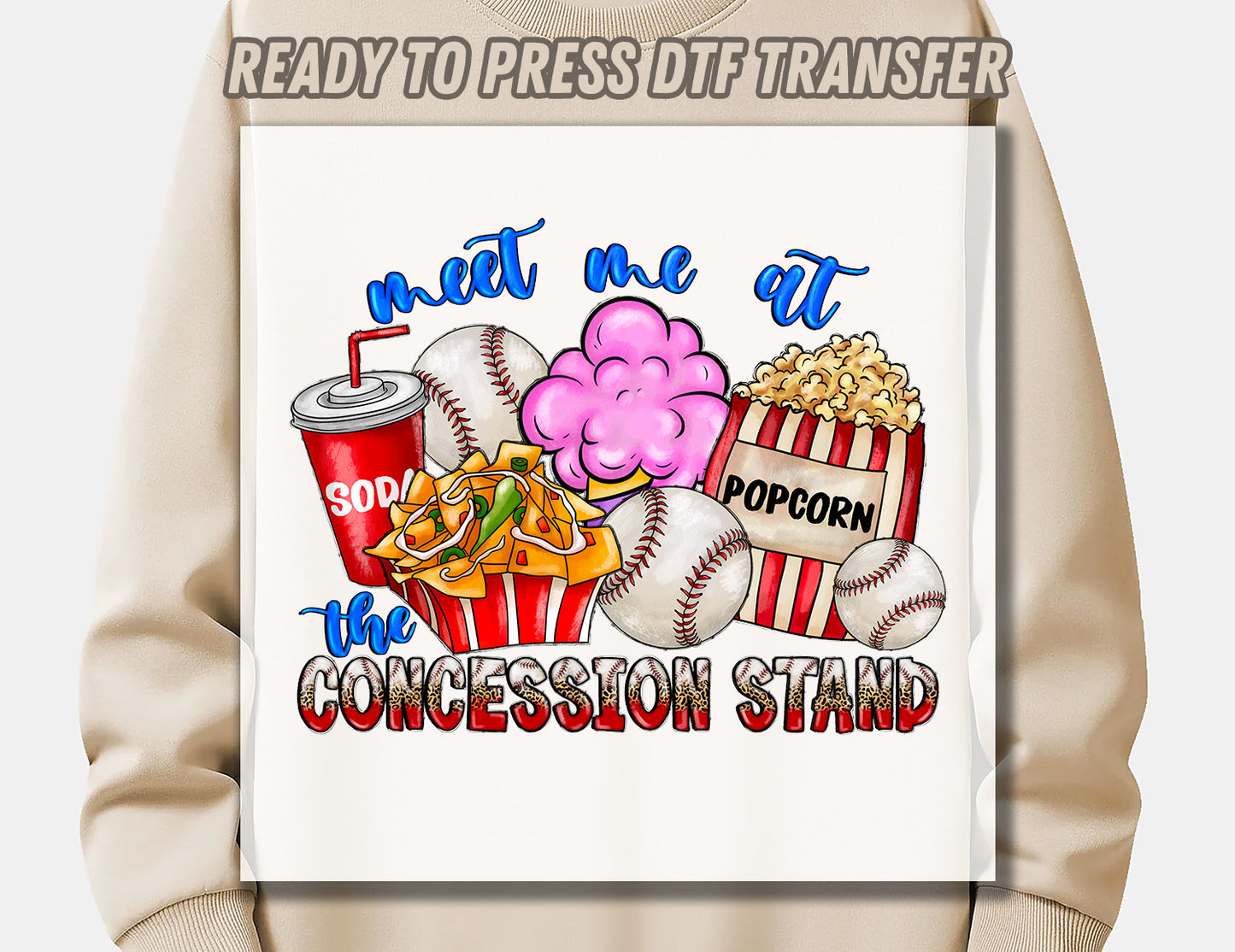 Meet Me at the Concession Stand DTF Transfer ready for press