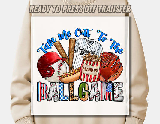 Take Me Out To The Ballgame DTF Transfer ready for press