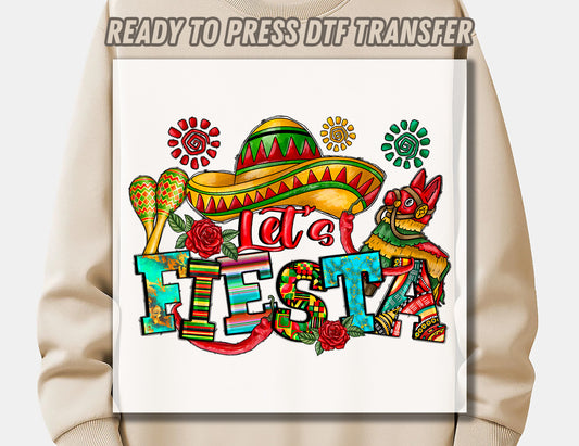 Let's fiesta DTF Transfer ready for press, Mexican dtf Transfer