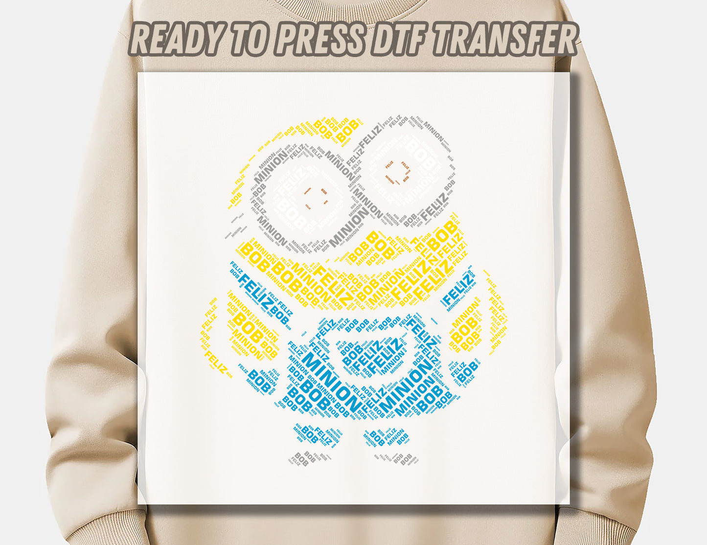 Calligram Minions DTF Transfer ready for press