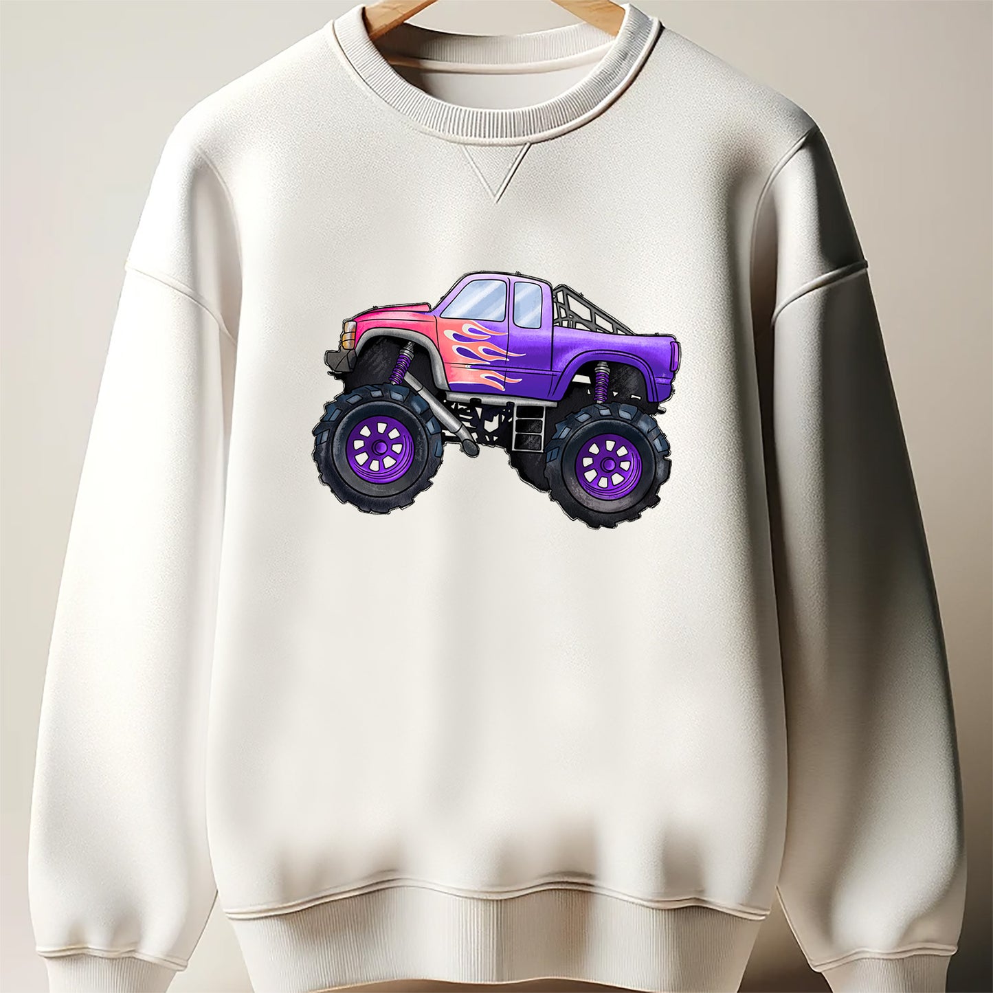 Purple Monster truck DTF Transfer press ready