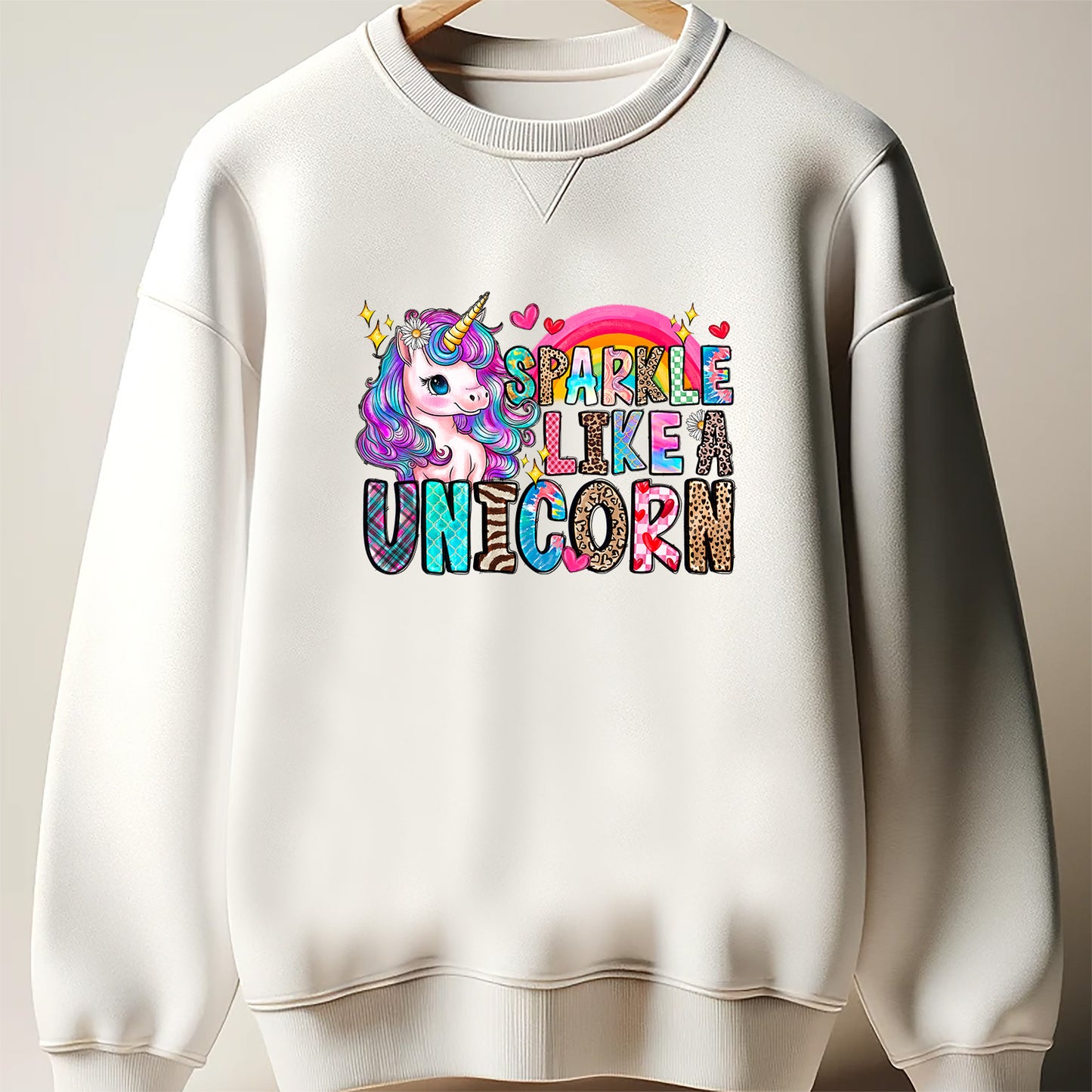 Sparkle Like A Unicorn DTF Transfer ready for press