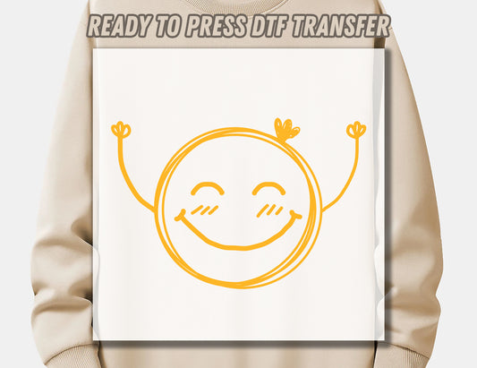 Smile Face DTF Transfer ready for press