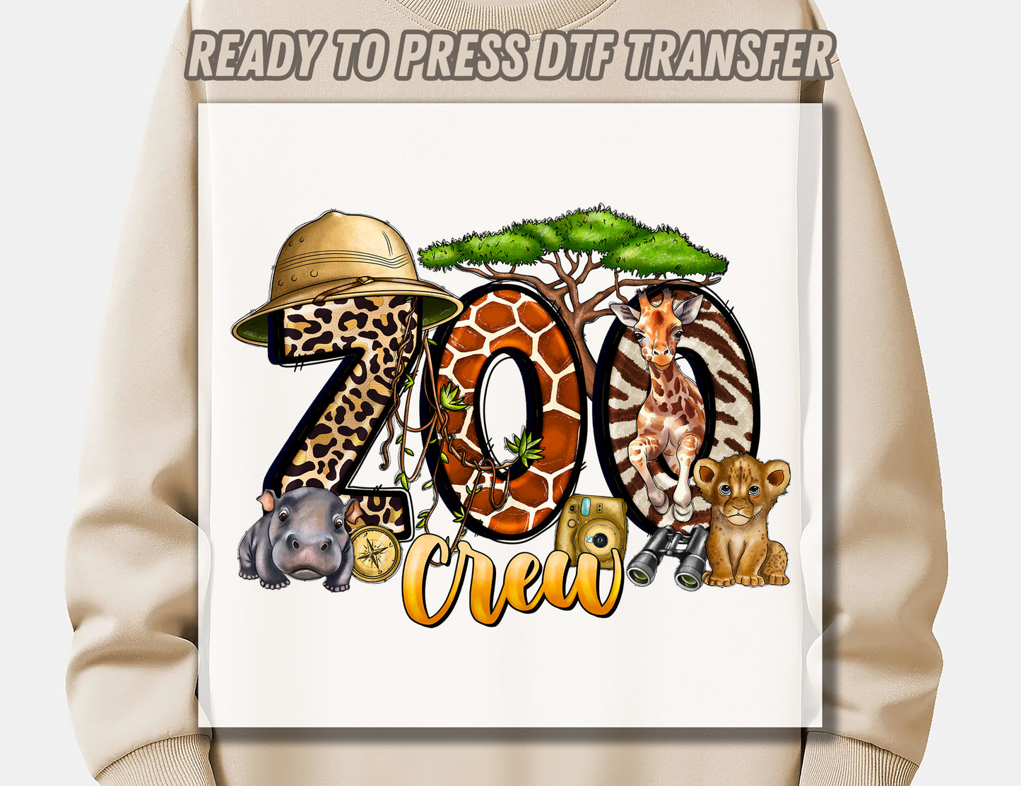 Zoo Crew DTF Transfer ready for press