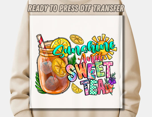 Sunshine And Sweet Tea DTF Transfer ready for press