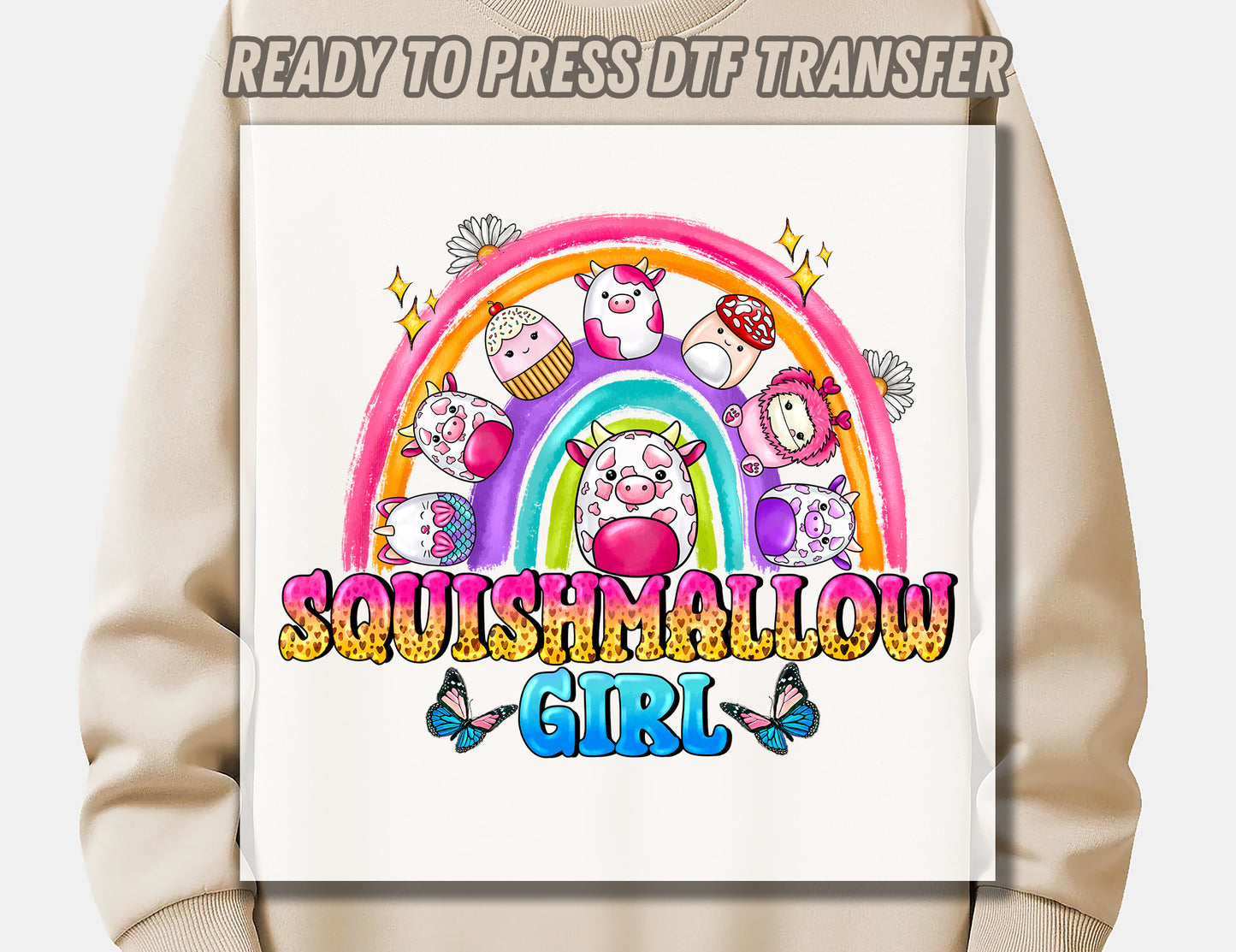 Squishmallow Girl DTF Transfer ready for press