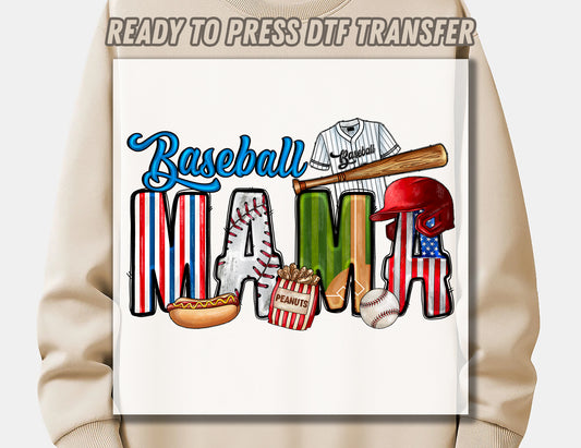 Baseball Mama DTF Transfer ready for press