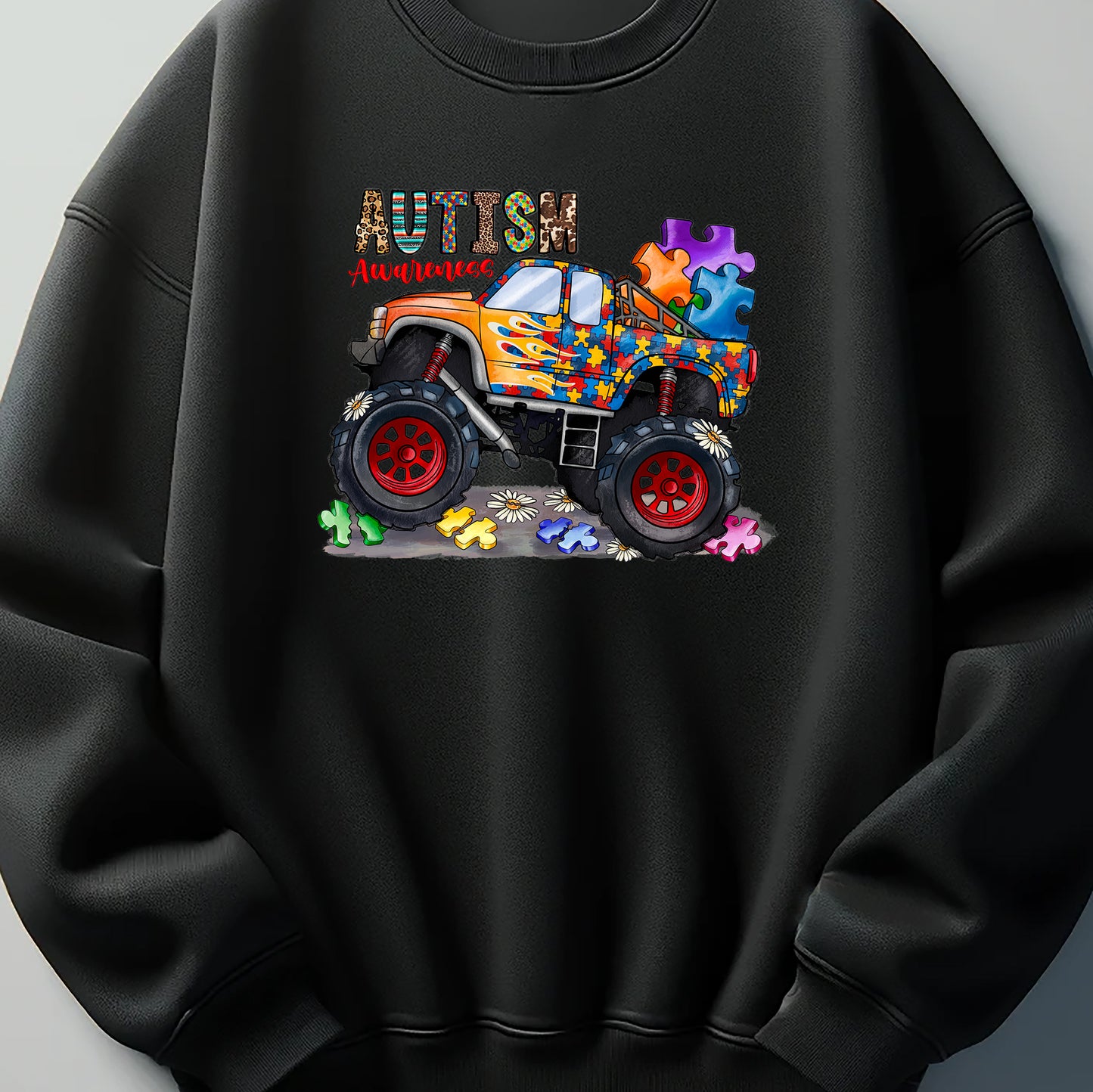 Autism Monster Truck DTF Transfer ready to press