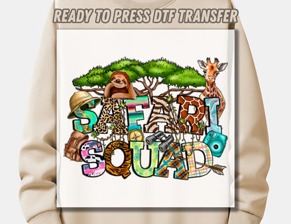 Safari Squad DTF Transfer ready for press