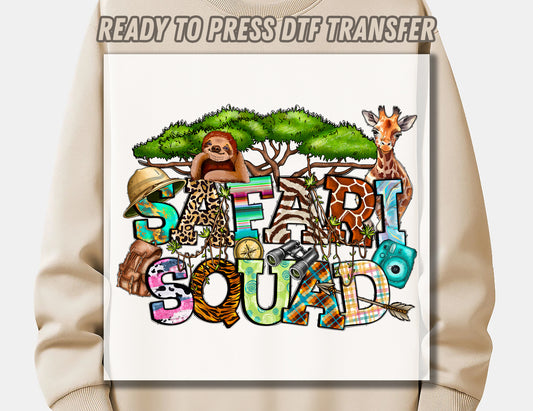 Safari Squad DTF Transfer ready for press