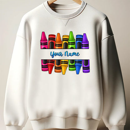 Crayons Name Frame DTF Transfer ready for press