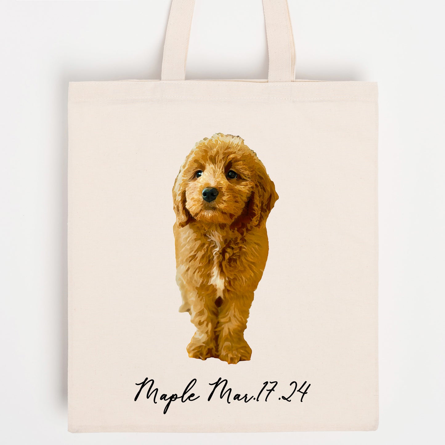 Custom Watercolor Pet Portrait Canvas Tote bag