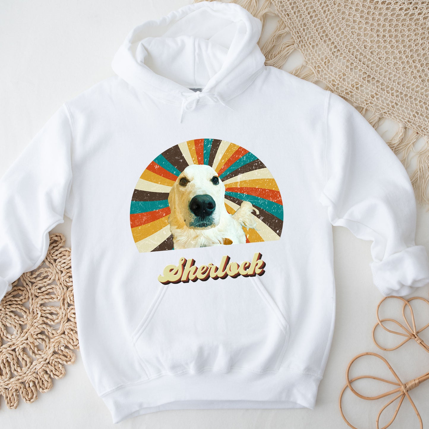 Custom Retro Vintage Pet Portrait Hoodie