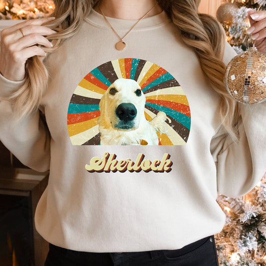 Custom Retro Vintage Pet Portrait Sweatshirt